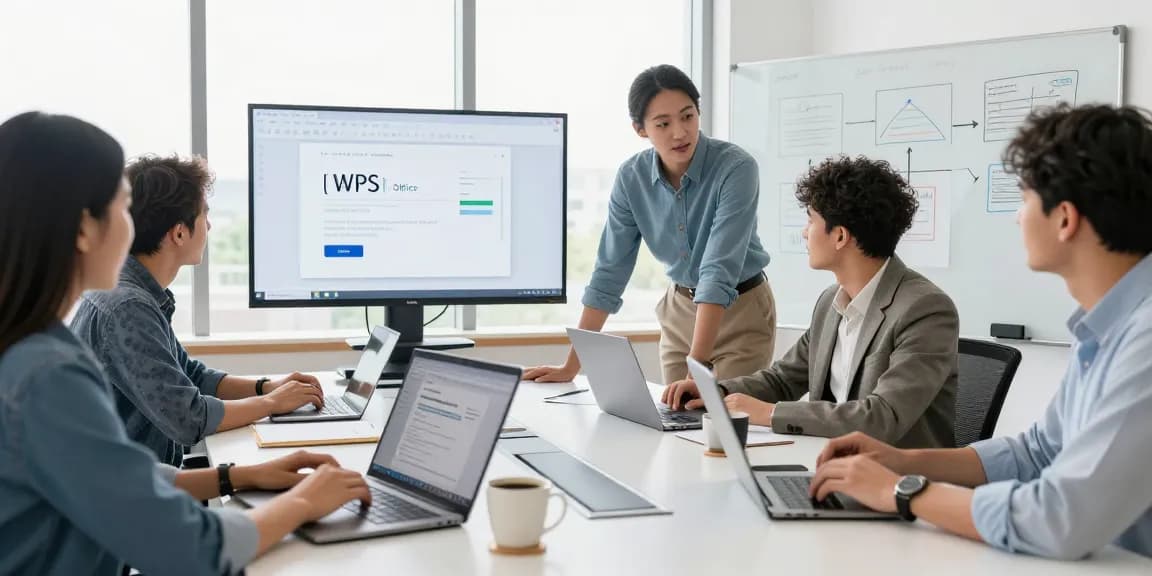 团队在现代办公室协作使用WPS办公软件,展现高效工作的环境
