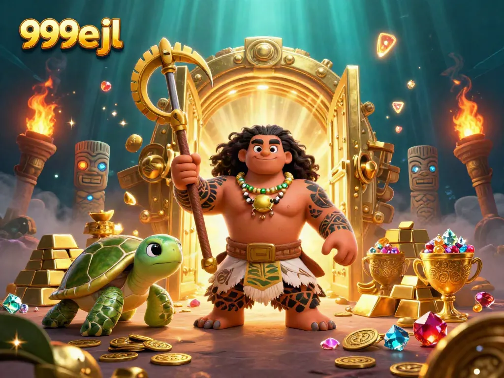 Experience the excitement of 999eejl with vivid gambling characters and elements in an underwater treasure scene.