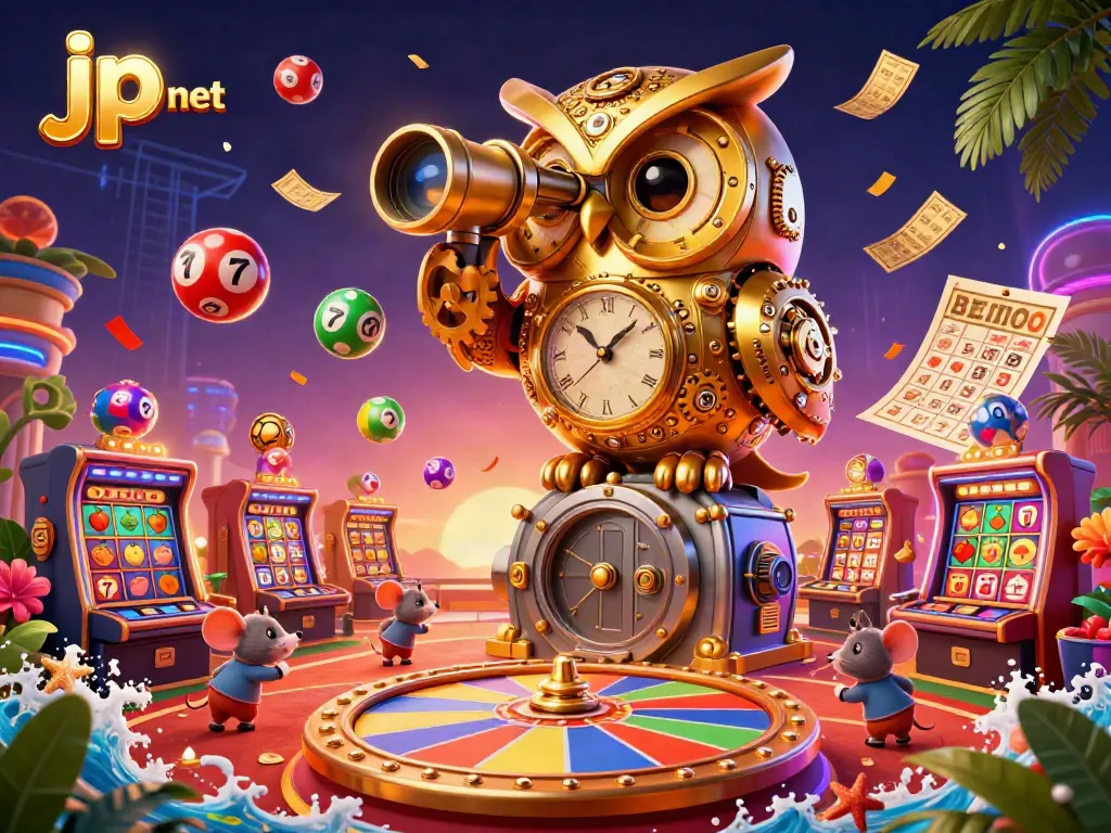 Experience the engaging jp net gaming atmosphere with lively characters and dynamic elements in a vibrant casino scene.