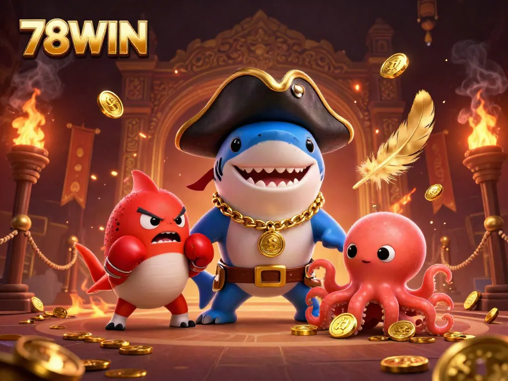 Bet big with 78WIN in a vibrant 3D illustration capturing the thrill of online gambling.