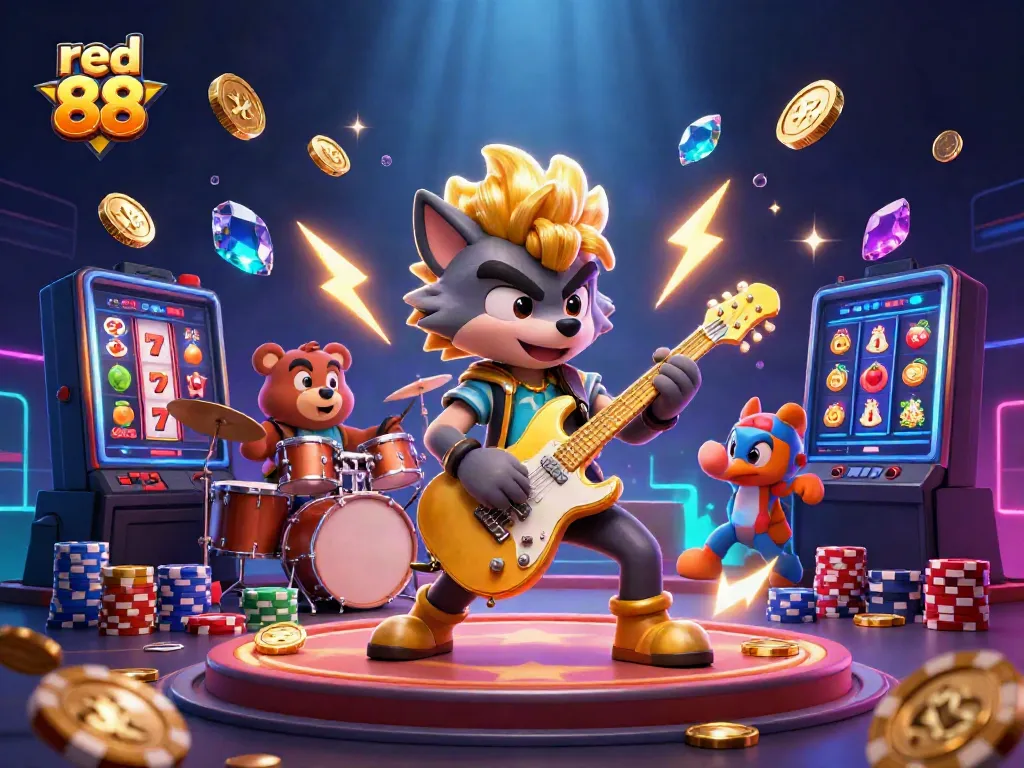 Experience the thrill of winning at red 88 with a vibrant 3D casino illustration showcasing wild gameplay.