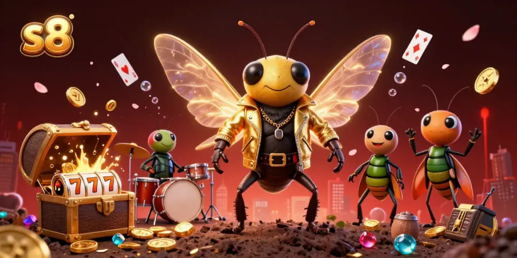 Experience the excitement of gambling with s8 featuring a vibrant 3D casino scene and dynamic characters.