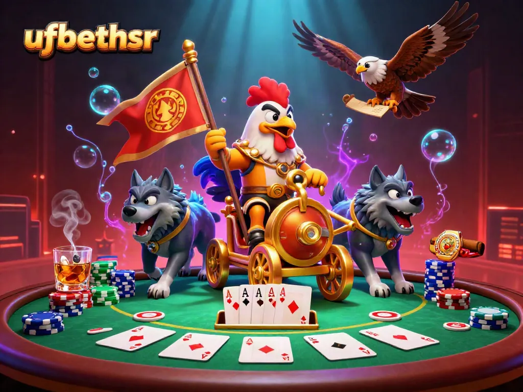 Experience thrilling gameplay with ufabethsr's lively casino scene, featuring a rooster warlord and dynamic poker elements.