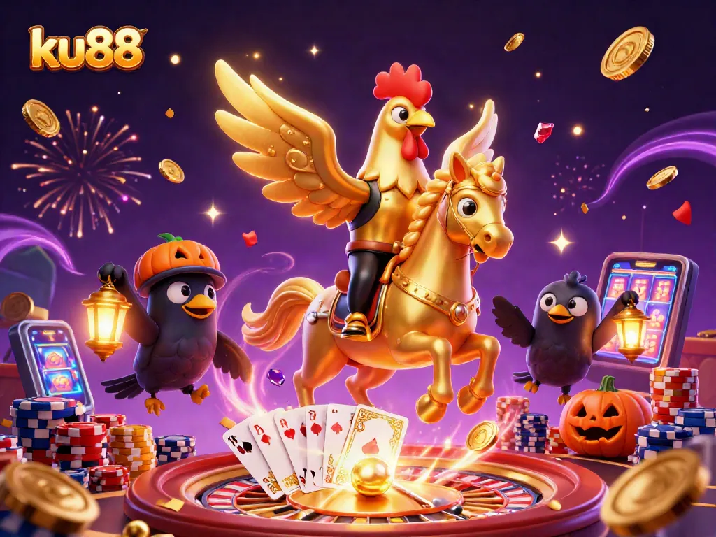 ku88 captivates players with dynamic casino adventure featuring golden rooster and mystical elements.