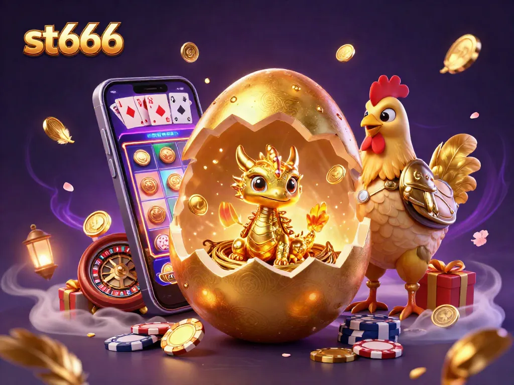Engage in excitement with st666 at a lively casino scene featuring golden elements and captivating games.