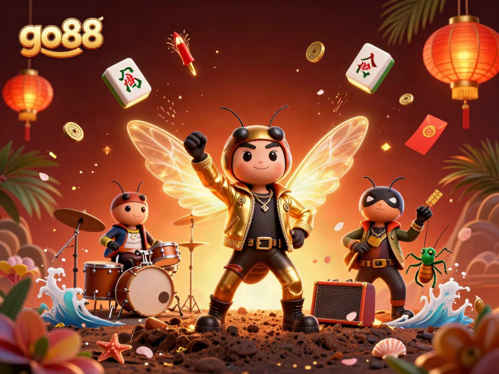 Engage with go88's vibrant casino experience featuring lively characters and game elements.