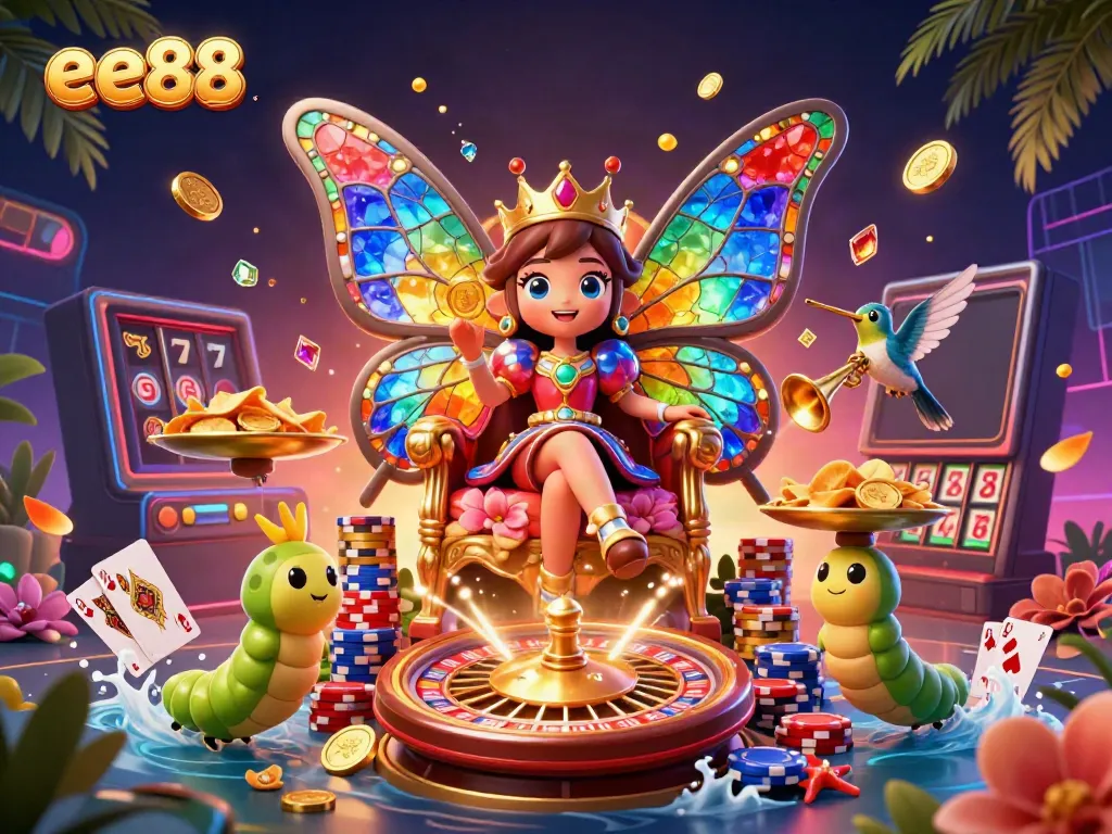 Experience the vibrant world of gambling with the ee88 themed illustration showcasing casino excitement.