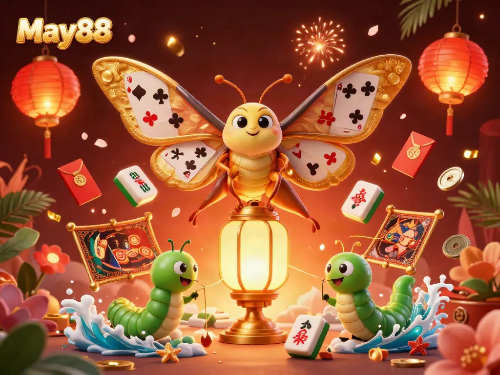 Experience the vibrant casino world of May88 with animated characters showcasing luck and fortune.