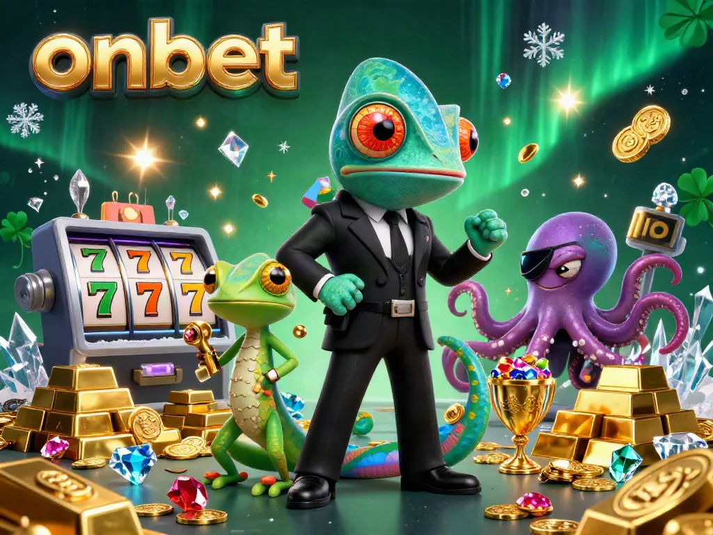 Experience thrilling gameplay at onbet with a vibrant casino scene featuring colorful characters and rich treasures.
