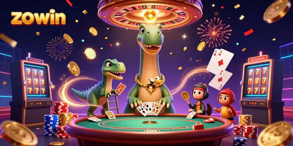 Experience the thrill of zo win with vibrant characters and rich casino elements in a dynamic setting.
