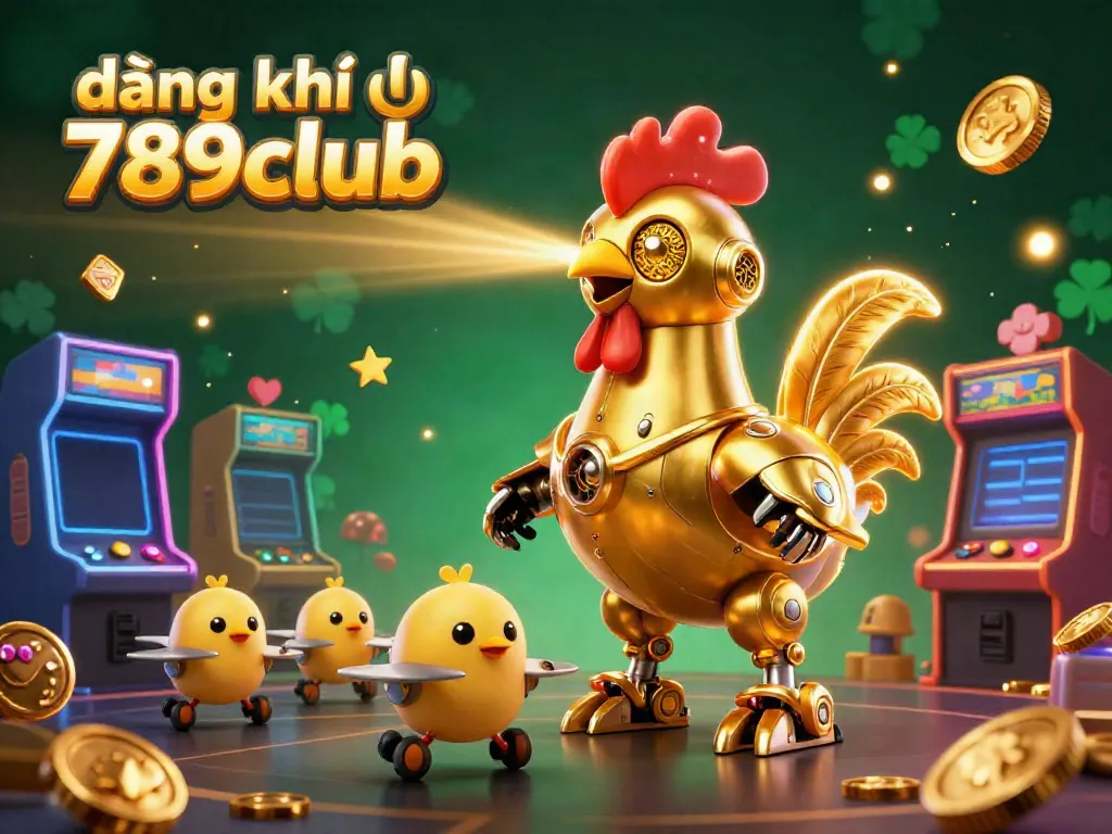 Experience the excitement of đăng ký 789club with a vibrant 3D casino scene featuring playful robot characters.
