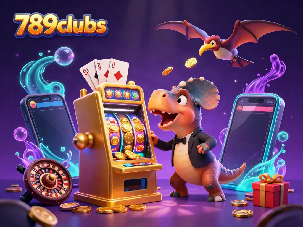 Experience mesmerizing 789clubs slot excitement as a pachycephalosaurus triggers a jackpot with golden coins raining down.