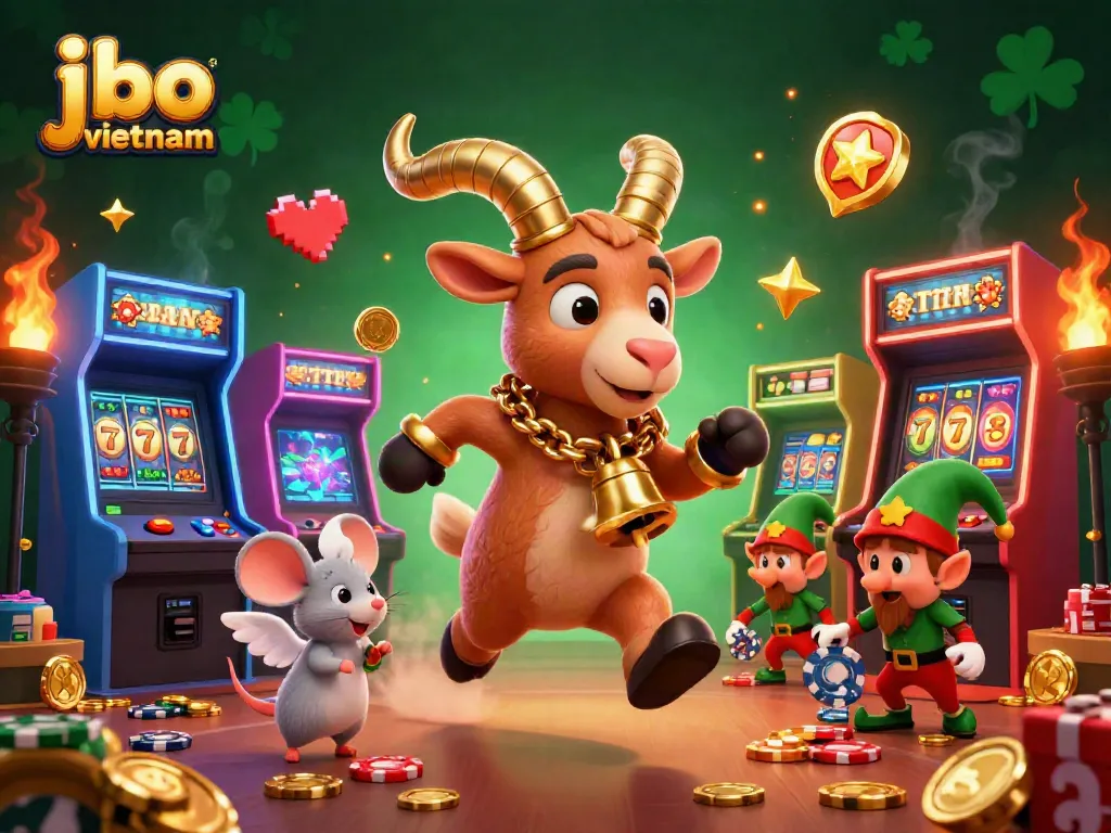 Engage with jbo vietnam's electrifying casino atmosphere featuring playful characters and vibrant gaming elements.