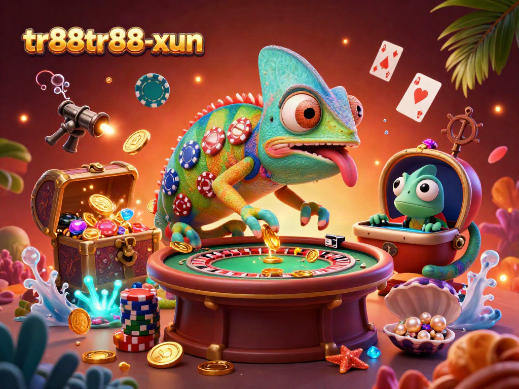 Experience the vibrant casino world with tr88tr88-xun's chameleon owner collecting golden coins in a dynamic 3D scene.