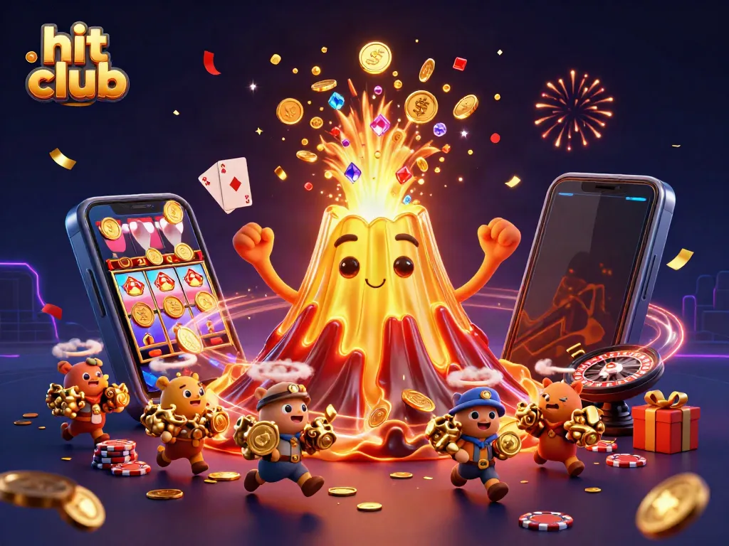 Experience thrilling wins at hit club with dynamic casino elements and vibrant celebration.