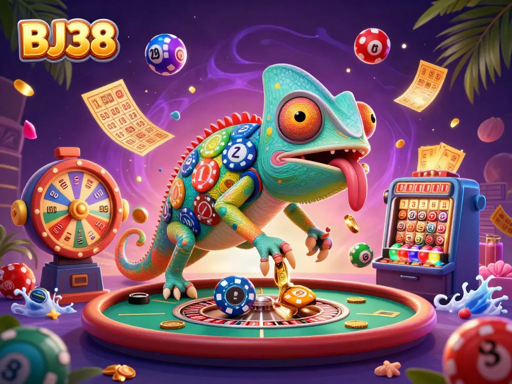 Engage in the excitement of BJ38 with colorful lottery elements and a dynamic casino atmosphere.
