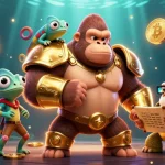 Experience the thrill of haywin with a powerful gorilla king and colorful chameleon in a vibrant casino scene.