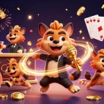 Experience the excitement of BJ88 with animated hyenas in a vibrant casino scene.
