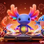 Engage in exciting cockfighting action with bj388's vibrant underwater casino scene featuring a lively DJ and dynamic characters.
