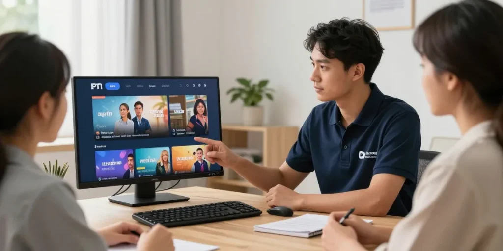 IPTV reseller providing trusted local services in a professional home office atmosphere.
