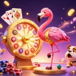 Experience fun with KK5's games as the flamingo host spins a giant prize wheel.