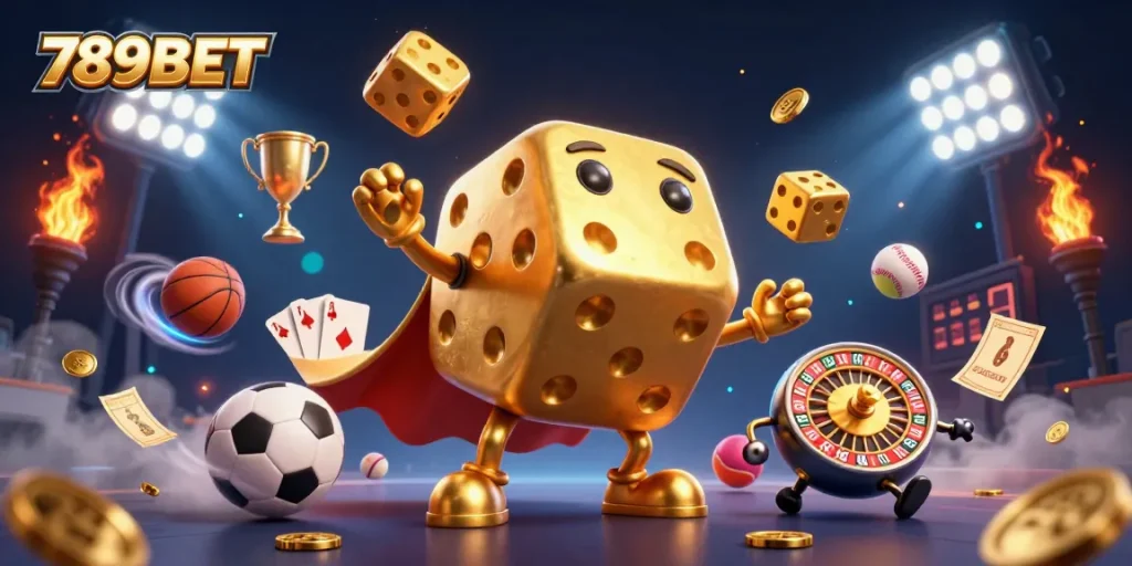 Play exciting games at 789BET with golden dice golem and sports elements in action.