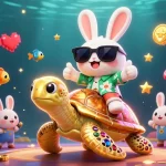 Spin to win with Betya's vibrant 3D cartoon scene featuring a lucky rabbit and golden turtle.