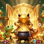 Play and win at ea88 with golden coins and treasures in a vibrant casino scene.