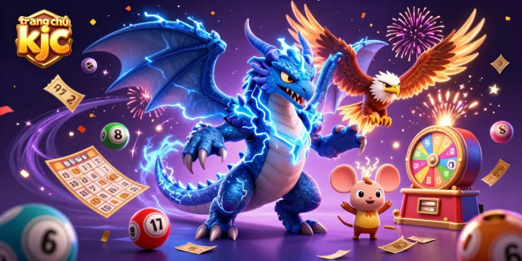 Experience the excitement with trang chủ kjc's vibrant dynamic gaming atmosphere featuring colorful lottery elements.
