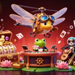 Experience thrilling casino action at open88 with vibrant 3D illustrations featuring games and characters.