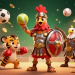 Experience kèo nhà cái with dynamic sports elements and characters in a lively betting arena.