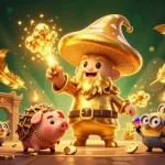 Experience me99's enchanting casino world with a golden mushroom wizard transforming gameplay magic.