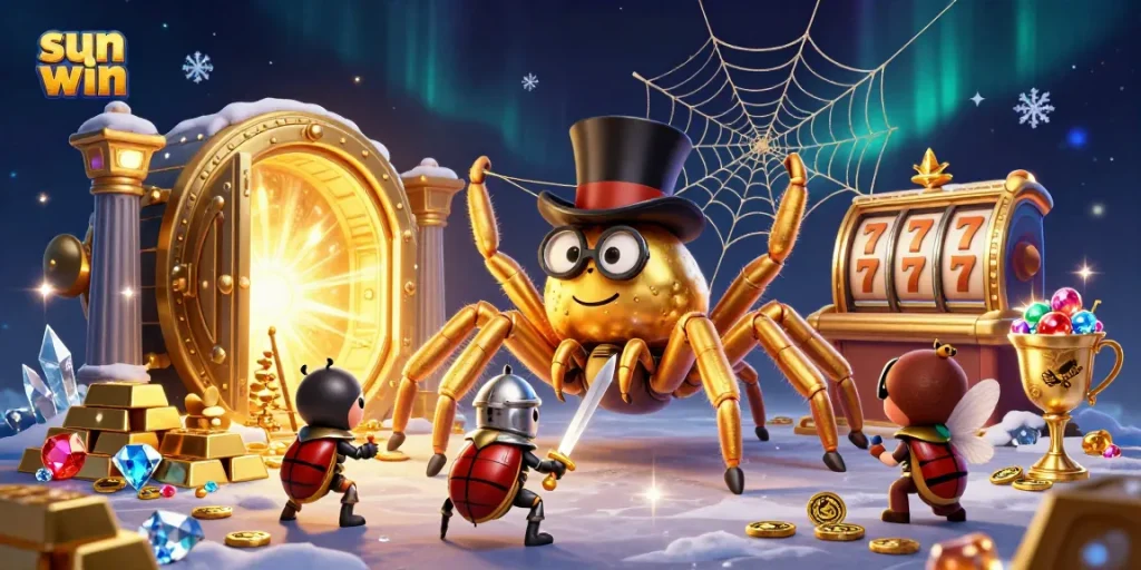 Experience the thrill at sun win with a vibrant casino scene filled with excitement and treasure.