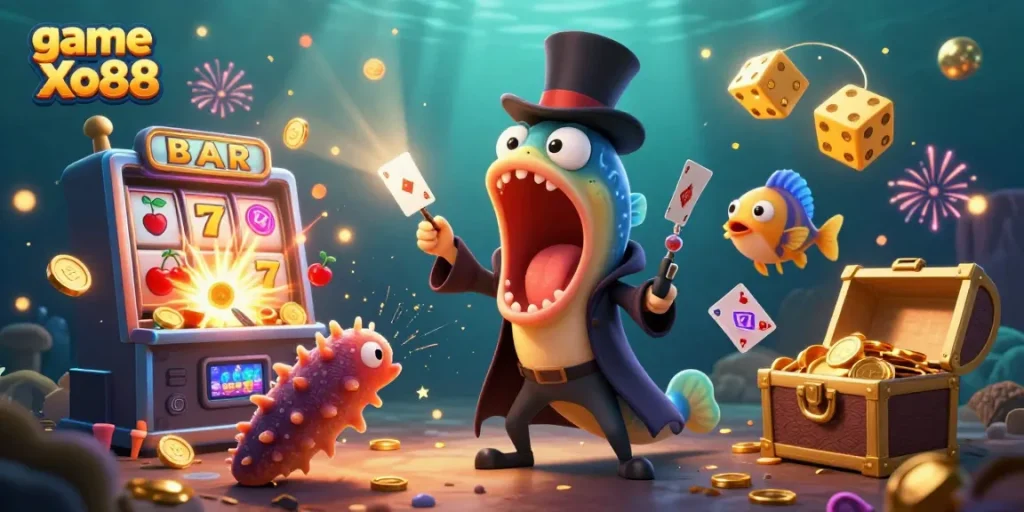 Experience game Xo88 with vibrant underwater casino action featuring magical characters and exciting elements.