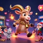 Join the festive fun in tai go 88's vibrant casino scene with lively characters, glowing prizes, and exciting gaming action.