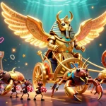 Engage with 98win's thrilling casino games featuring a golden scarab beetle and gaming elements.