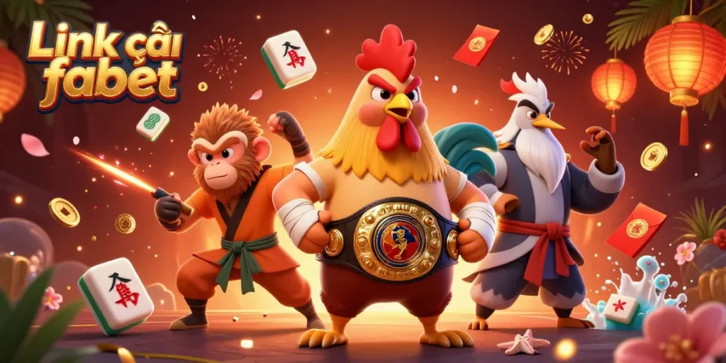 Celebrate wins and play with Link vào fabet in this vibrant casino illustration packed with action and exciting details.
