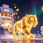 Experience the vibrant and dynamic atmosphere of wi88 casino with a jackpot explosion and neon tiger.