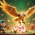 Dhani win offers thrilling online gameplay with cybernetic eagle amidst casino-themed graphics and dynamic action.