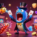 Engage with game bài Debet featuring vivid characters playing unique card tricks in a lively casino.