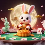 Experience thrilling casino adventures with 11win's vibrant 3D moon rabbit illustration.