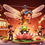 Engage with net88's vibrant casino scene featuring spins and cards dealt by a frog croupier.