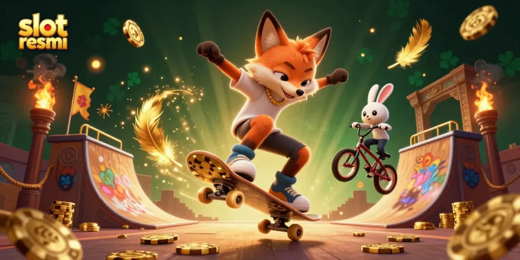 Experience the thrill of gameplay at slot resmi with vibrant 3D characters and casino symbols.
