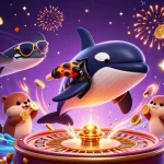 FLY88 celebrates casino excitement with orca, stingray, and otters in an enchanting scene.