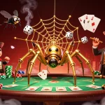 Experience thrilling gameplay with ek333’s unique steampunk spider web casino illustration.