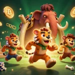 Play slot games at sam 86 with cartoon caveman and tiger duo in a prehistoric casino scene