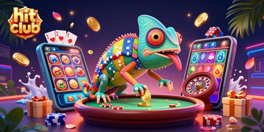 Experience the thrill of hit club gaming with dynamic chameleon and casino elements.