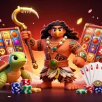 Win big with sunwin's thrilling slots featuring a demigod, turtle, and vibrant symbols!