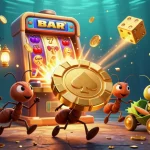 Experience exhilarating gameplay at uu88 with golden poker chips and jackpot action in this vibrant casino scene.