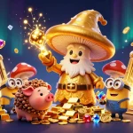 Engage in thrilling jackpot slots at SKY88 with a vibrant 3D fantasy scene full of gold and treasures.